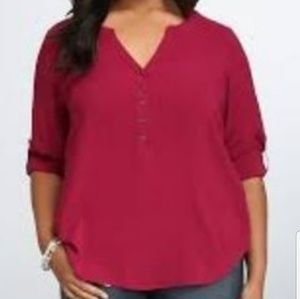 Half Button Berry Blouse